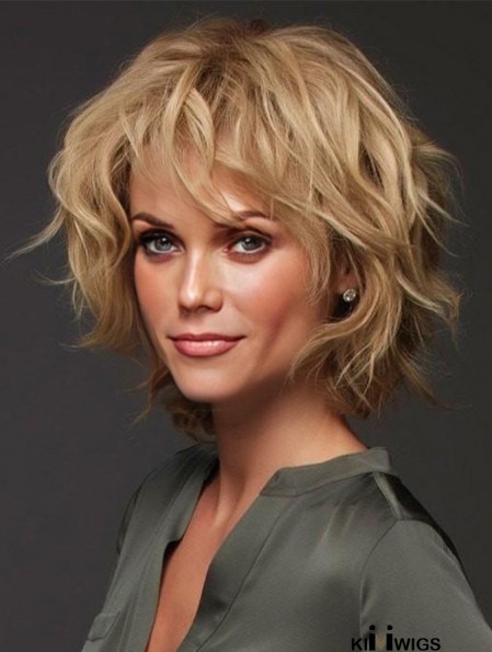 Blonde Layered Curly 12 inch Humanhair Wigs