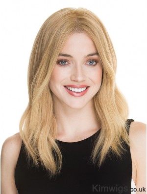 Blonde Human Hair Wig Shoulder Length  Lace Front Monofilament Wigs