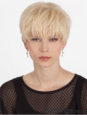 Human Hair Mono Topper With Monofilament Boycuts Short Length Straight Style