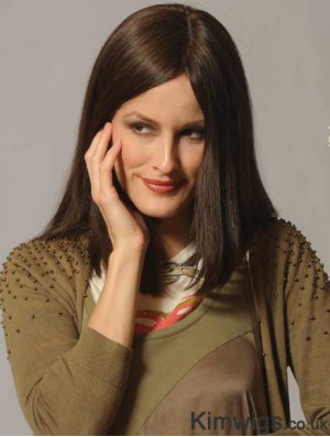 Straight Hair Human Wigs Long Length Straight Style Brown Color