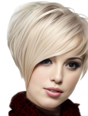 Human Hair Straight Wigs With Monofilament Blonde Color Chin Length