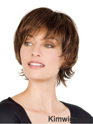 Monofilament Human Hair Wigs Sale Lace With Bangs Front Short Length