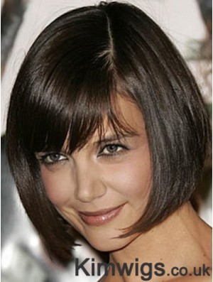 Best African American Lace Front Katie Holmes Wigs Chin Length Brown Color