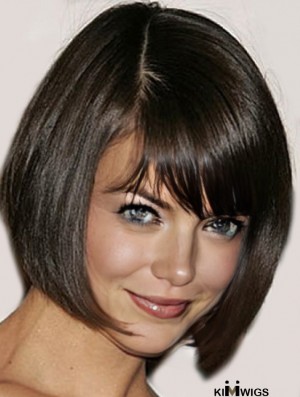 Best African American Lace Front Katie Holmes Wigs Chin Length Brown Color