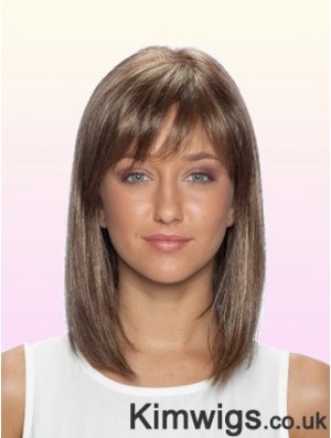 100% Glueless Human Hair Lace Front Wigs With Bangs Stright Style