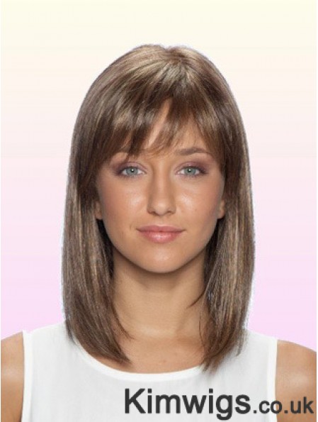 100% Glueless Human Hair Lace Front Wigs With Bangs Stright Style