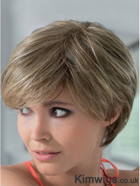 Mono Human Hair Wigs With Lace Front Short Length Boycuts