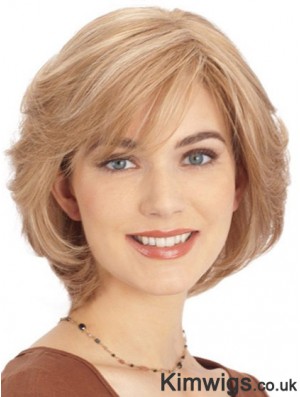 Human Hair Lace Front Monofilament Top Wigs Blonde Color Chin Length