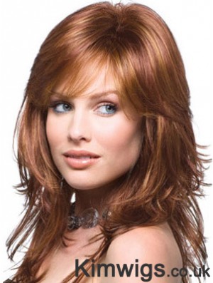 Layered Comfortable Wavy Auburn Long Synthetic Wigs