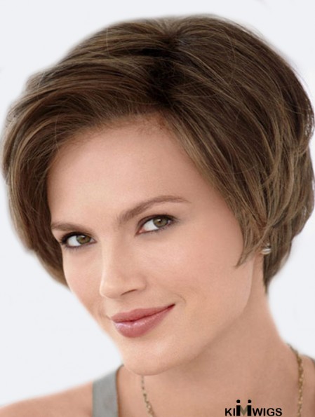 Lace Front wigs UK Short Brown Hair Wigs Without Bangs