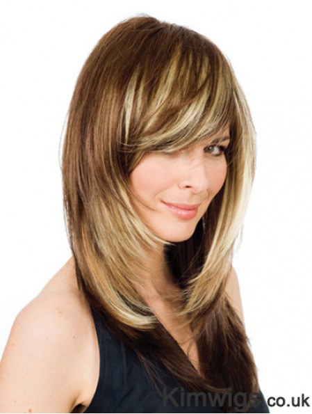 16 inch Blonde Long Layered Wavy Comfortable Lace Wigs