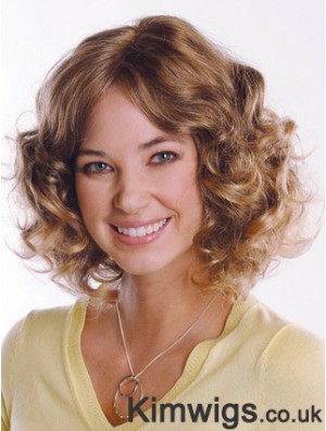 Synthetic Curly Chin Length Capless Curly Style Brown Color