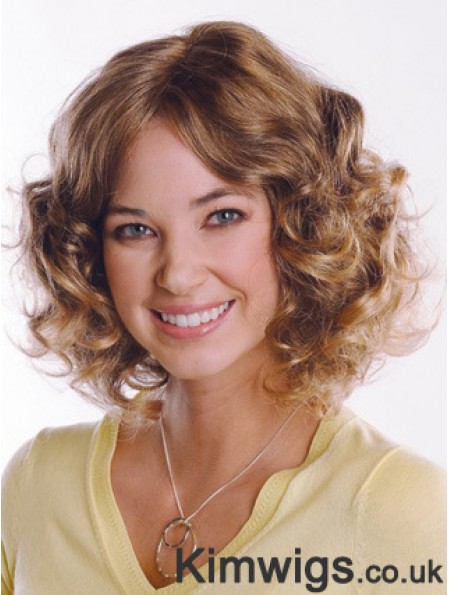 Synthetic Curly Chin Length Capless Curly Style Brown Color