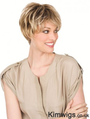 Human Hair Blonde Wigs With Lacr Front Chin Length Straight Style