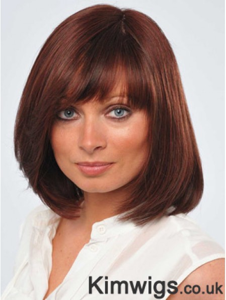 12 inch Fabulous Red Bobs Human Hair Monofilament Wigs