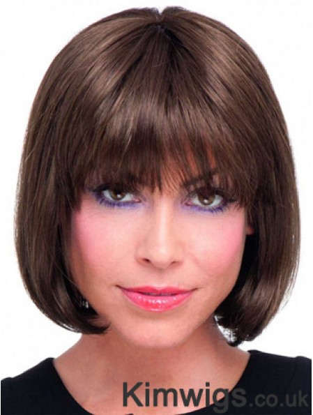 Real Hair Bob Wig With Lace Front Chin Length Straight Style