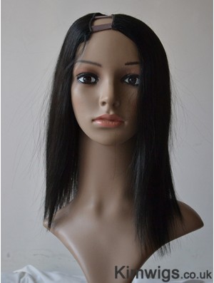 14 inch Lace Front Straight Black Ideal U Part Wigs