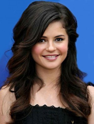 New Black Long Wavy 20 inch With Bangs Selena Gomez Lace Wigs