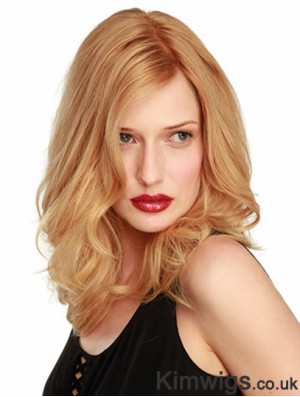 14 inch Blonde Shoulder Length Without Bangs Wavy Ideal Lace Wigs