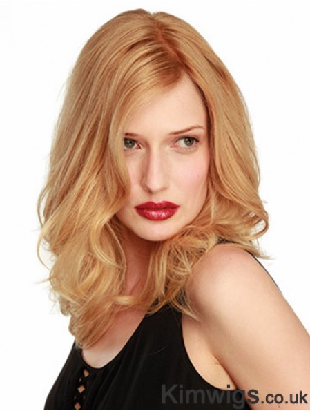 14 inch Blonde Shoulder Length Without Bangs Wavy Ideal Lace Wigs