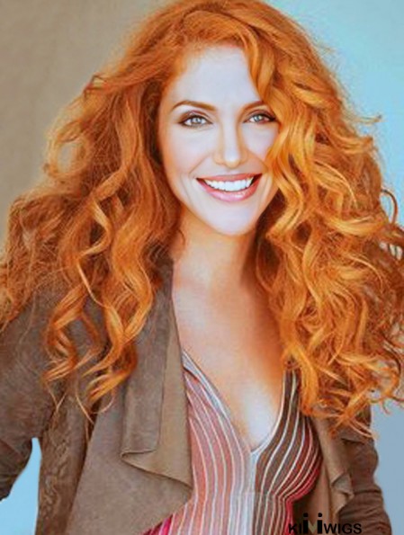 Without Bangs Long Copper Wavy 18 inch Hairstyles Human Hair Rachelle Lefevre Wigs