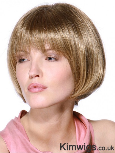 Layered Bob 100% Hand Tied Blonde Color Straight Style Chin Length