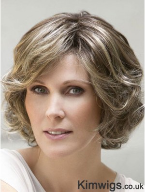 Blonde Wavy Chin Length With Bangs Ladies Monofilament Ellen Wille Wigs