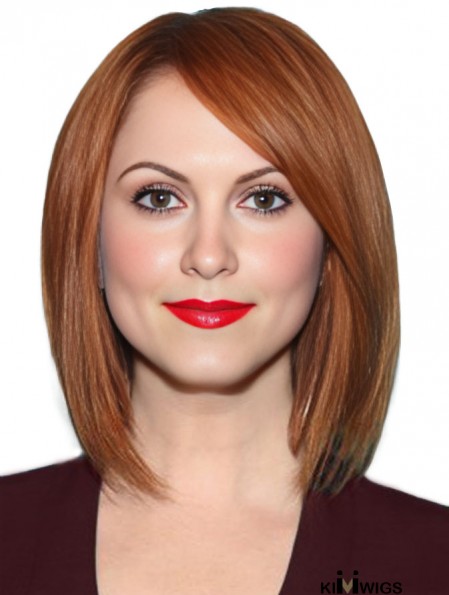 Human Full Lace Christina Hendricks Wigs Bobs Cut Cropped Color Shoulder Length