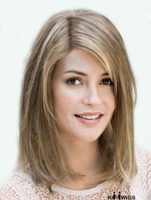 Brown Wigs Straight Shoulder Length Wigs Human Hair 14 Inch