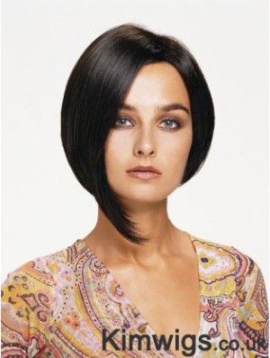 Lace Front Chin Length Straight Black Affordable Bob Wigs