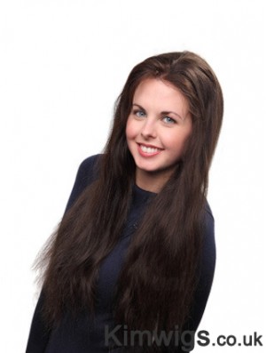 Brown Long Straight Without Bangs Lace Mono Wig UK Online