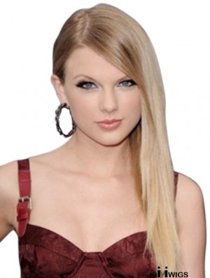 Lace Front Mono Wig Straight Long Blonde Exquisite Taylor Swift Wigs