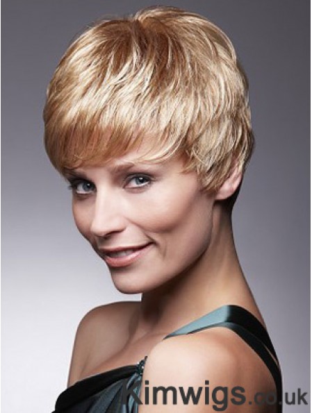 Short Blonde Wig With Capless Remy Cropped Length Boycuts