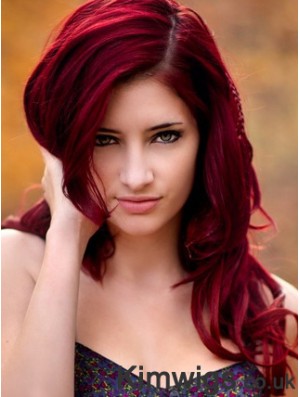 Wavy Without Bangs Long Red No-Fuss Lace Front Wigs