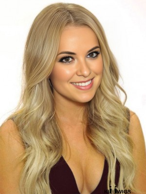 100% Hand Tied Remy Long Wavy Blonde Cheap Monofibre Wigs