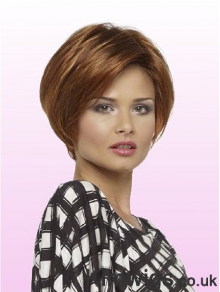 Lace Front Bob Wig Straight Style Auburn Color Chin Length