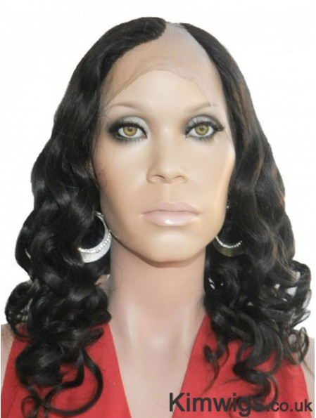 18 inch Lace Front Curly Black Perfect U Part Wigs