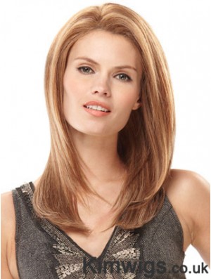 Hand Tied Human Hair Wigs Monofilament Straight Style Blonde Color