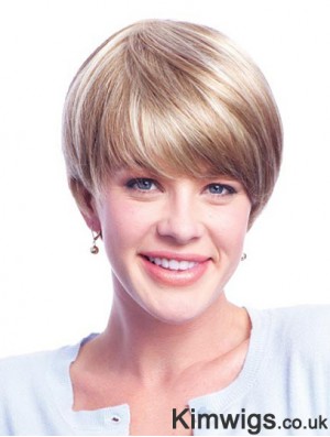 Monofilament Wig Blonde Short Wig For Ladies Human Hair