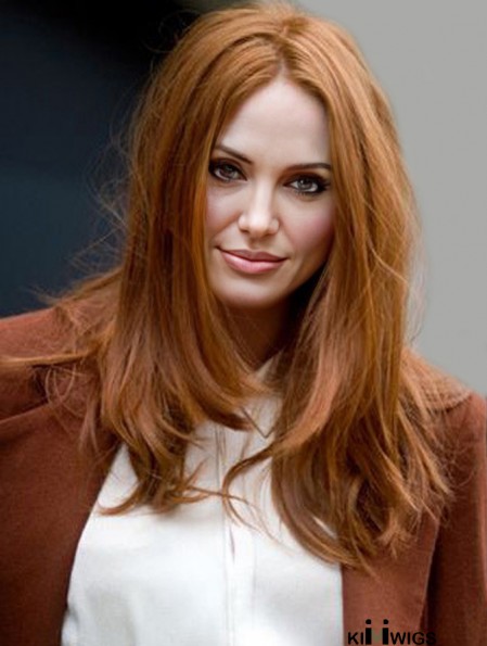 Without Bangs Long Copper Straight 18 inch Convenient Human Hair Karen Gillan Wigs