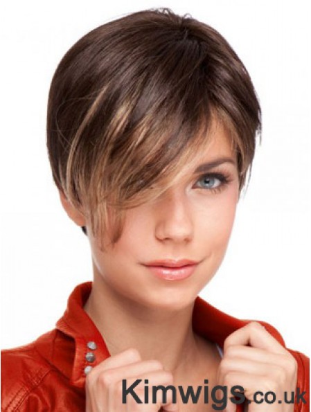 Auburn Cropped Designed Straight Boycuts Lace Wigs