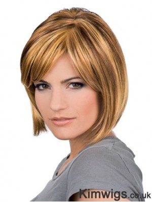 Chin Length Blonde Sleek 10 inch Wavy Bob Wigs