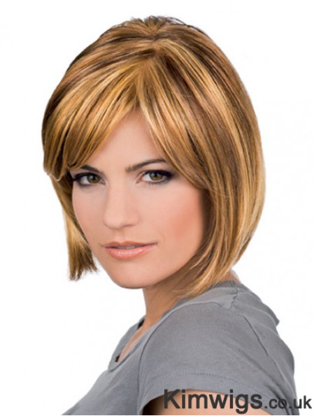 Chin Length Blonde Sleek 10 inch Wavy Bob Wigs