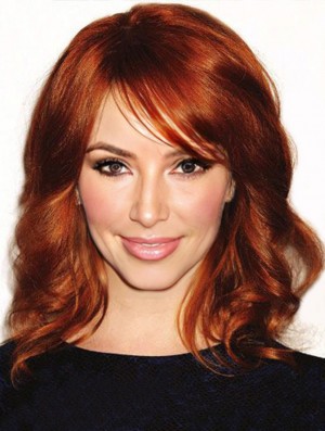 Full Lace Wig Shoulder Length Christina Hendricks Wig Wavy Human Hair Wig UK