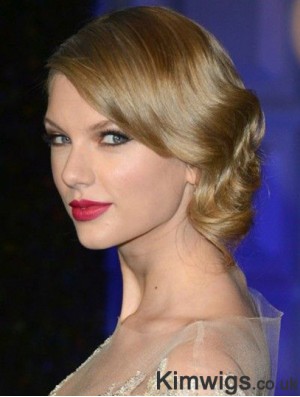 100% Hand-tied Without Bangs Wavy Shoulder Length Blonde Discount Taylor Swift Wigs