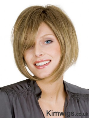 Chin Length Blonde Modern 10 inch Wavy Bob Wigs