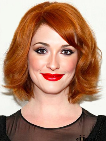 Bobs Chin Length Copper Wavy 12 inch Sassy Human Hair Christina Hendricks Wigs