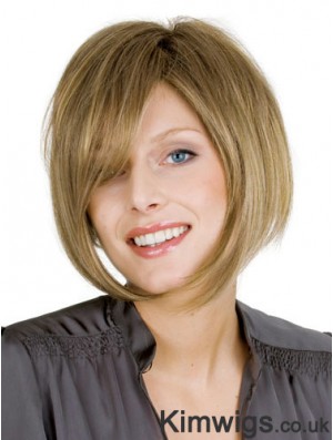 Blonde Straight Chin Length Bobs 100% Hand-tied Cheap Wigs For Women