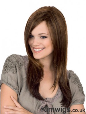 Straight Without Bangs Monofilament Brown Stylish Long Wigs