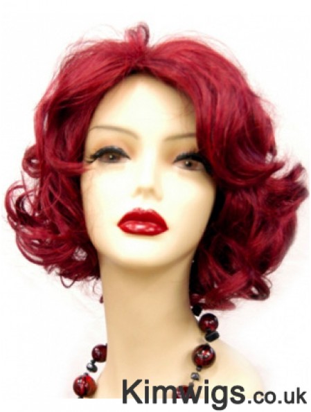 Wavy Without Bangs Chin Length Red Online Lace Front Wigs